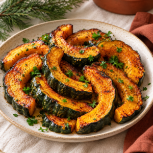 AI illustration of air fryer acorn squash slices