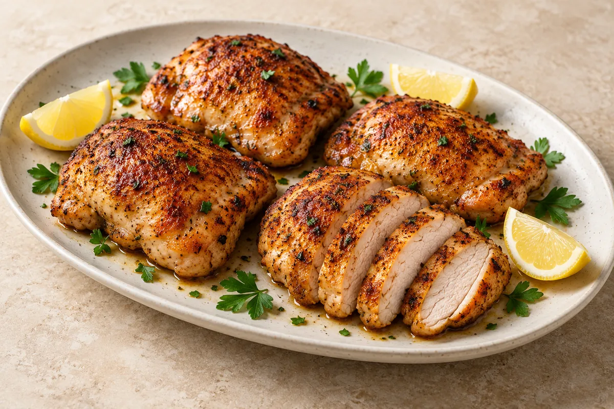 Air Fryer Boneless Chicken Thighs with Lemon Garlic