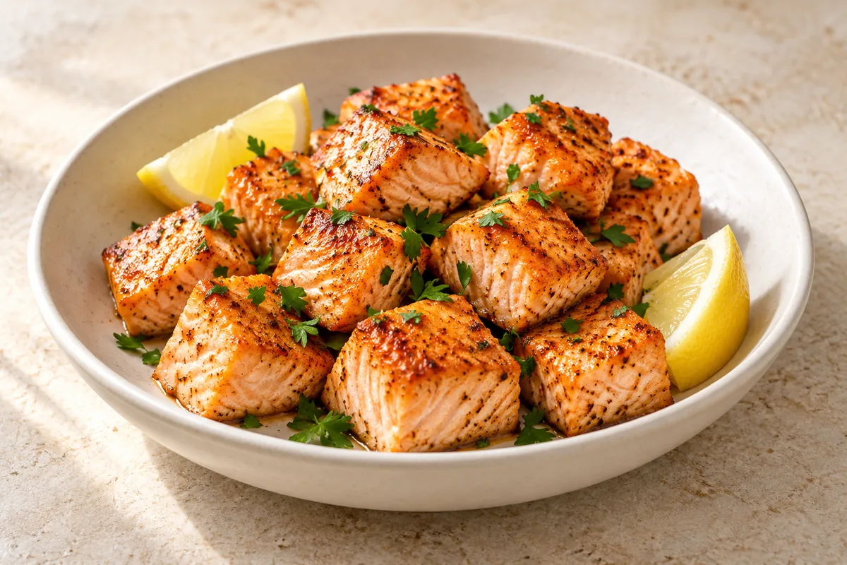 Air Fryer Salmon Bites with Lemon Paprika