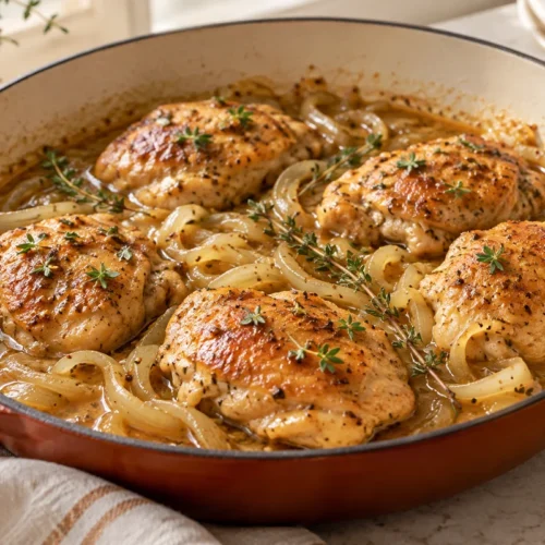 Skillet Apple Cider Chicken Thighs — finished dish illustration