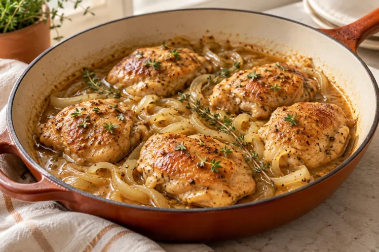 Skillet Apple Cider Chicken Thighs — finished dish illustration