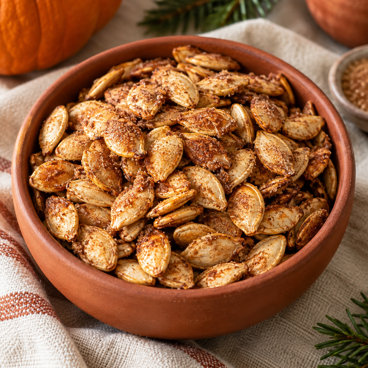 Cinnamon Sugar Roasted Pumpkin Seeds