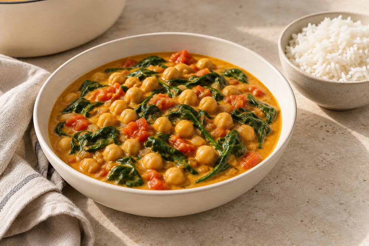 Coconut Chickpea and Spinach Curry