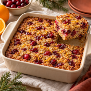 AI illustration of cranberry orange baked oatmeal