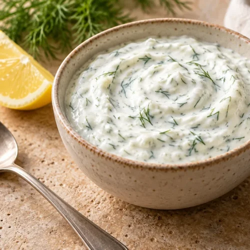 Greek yogurt garlic sauce with dill