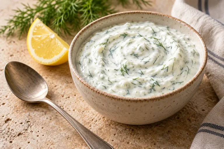 Greek yogurt garlic sauce with dill