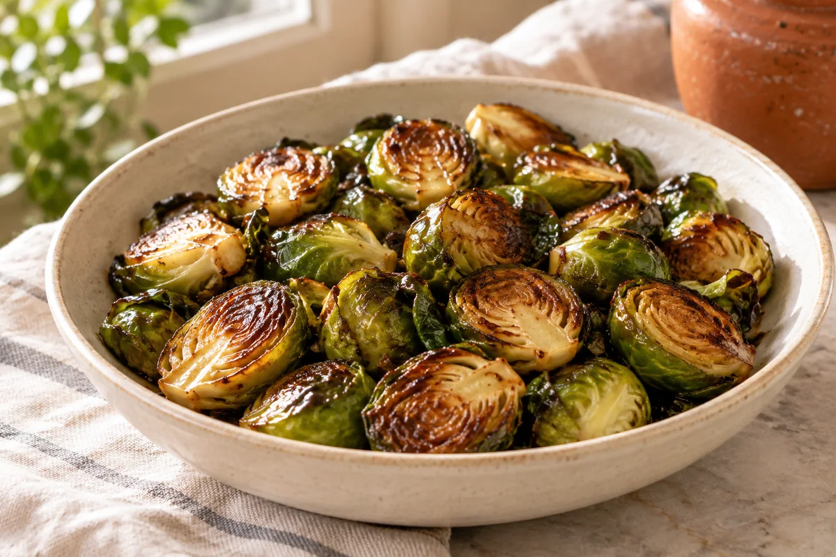 Maple Balsamic Brussels Sprouts Without Bacon