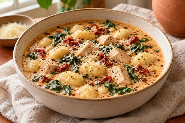Marry Me Chicken Gnocchi Soup Without Heavy Cream — finished dish illustration