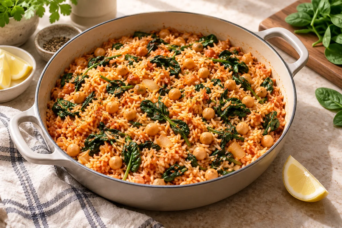 One-Pot Chickpea and Spinach Rice