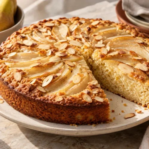 Pear Almond Cake with Fresh Pears — finished dish illustration