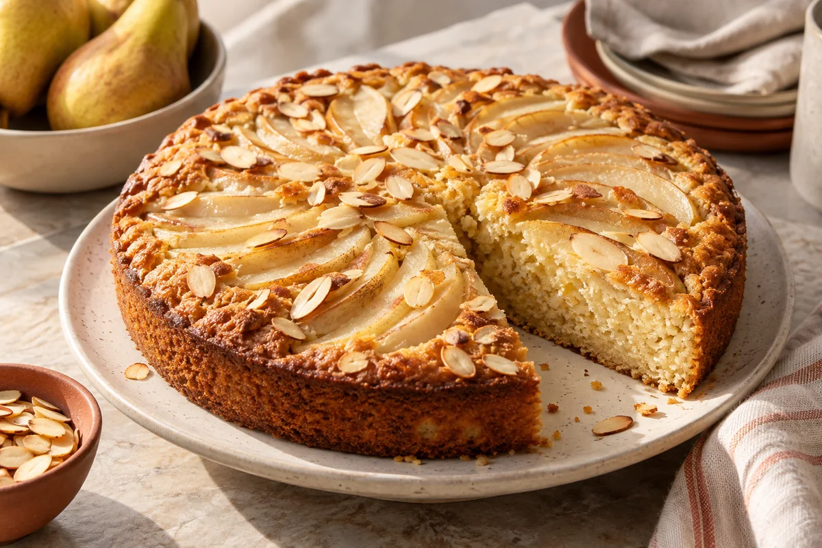 Pear Almond Cake with Fresh Pears
