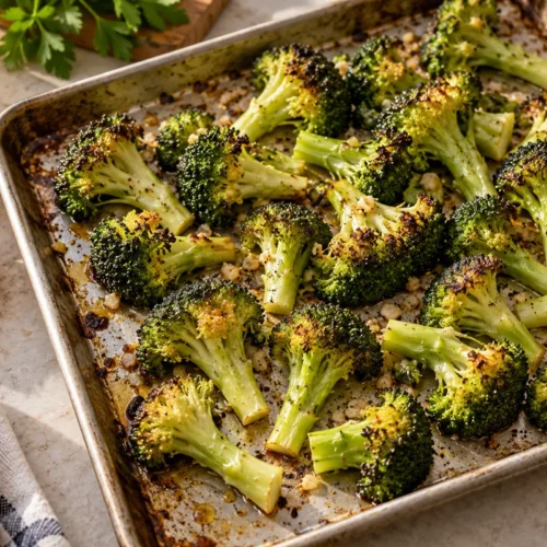 Roasted broccoli florets with lemon