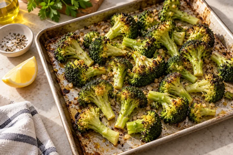 Roasted broccoli florets with lemon