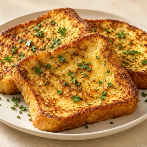 Golden savory French toast seasoned with parsley and chives