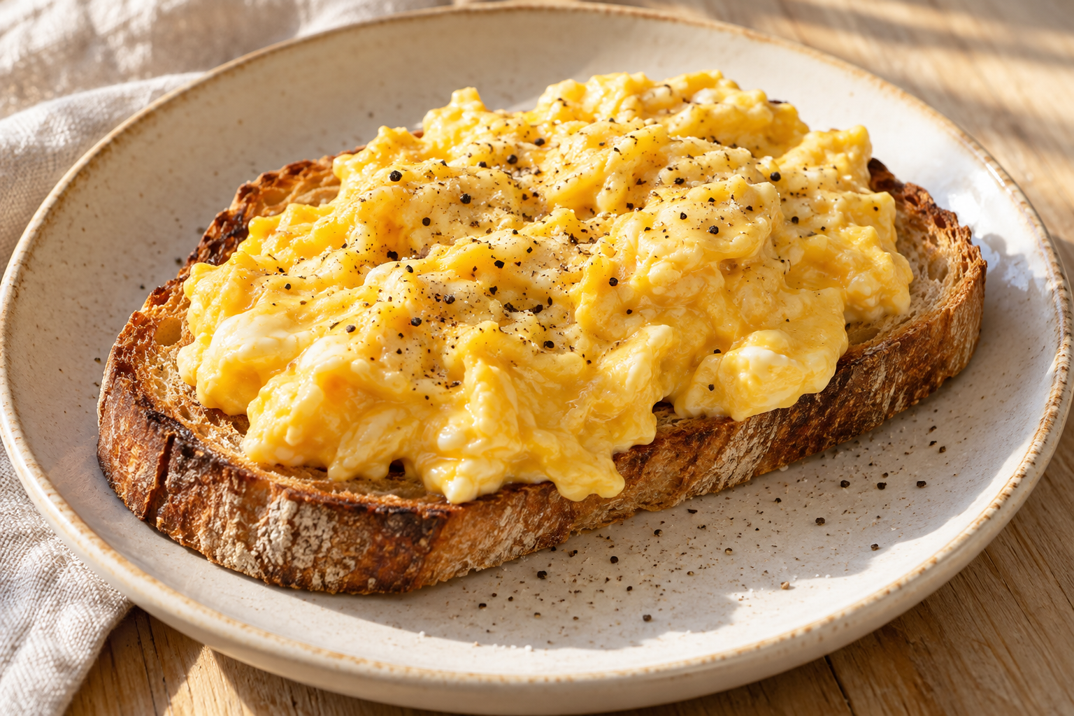 Soft Scrambled Eggs on Toast