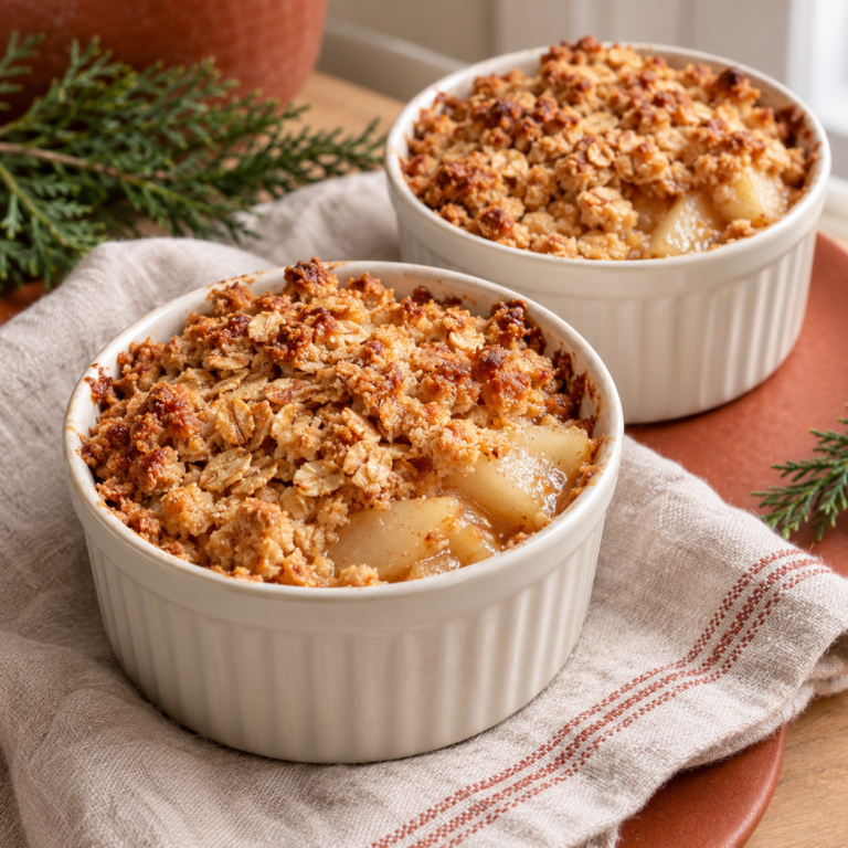 AI illustration of small batch pear crisp