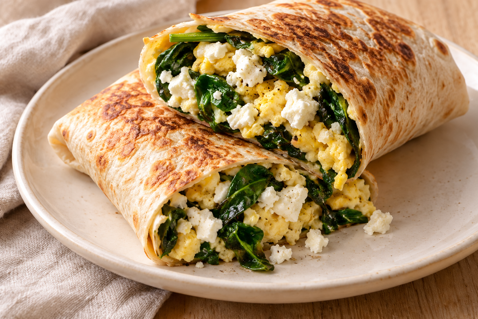 Spinach and Feta Breakfast Wrap